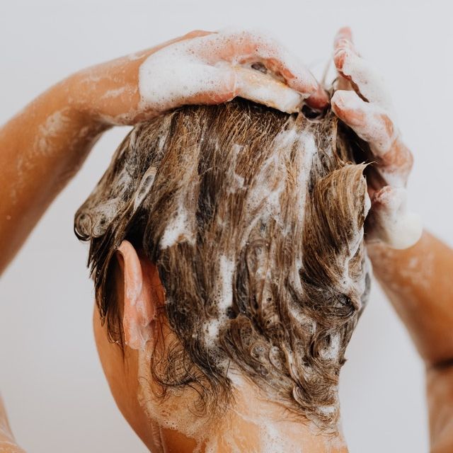 washing hair with sulfate free shampoo bar